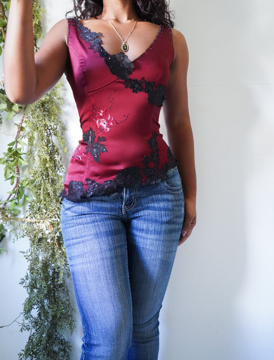 Y2K Crimson Bustier Style Top