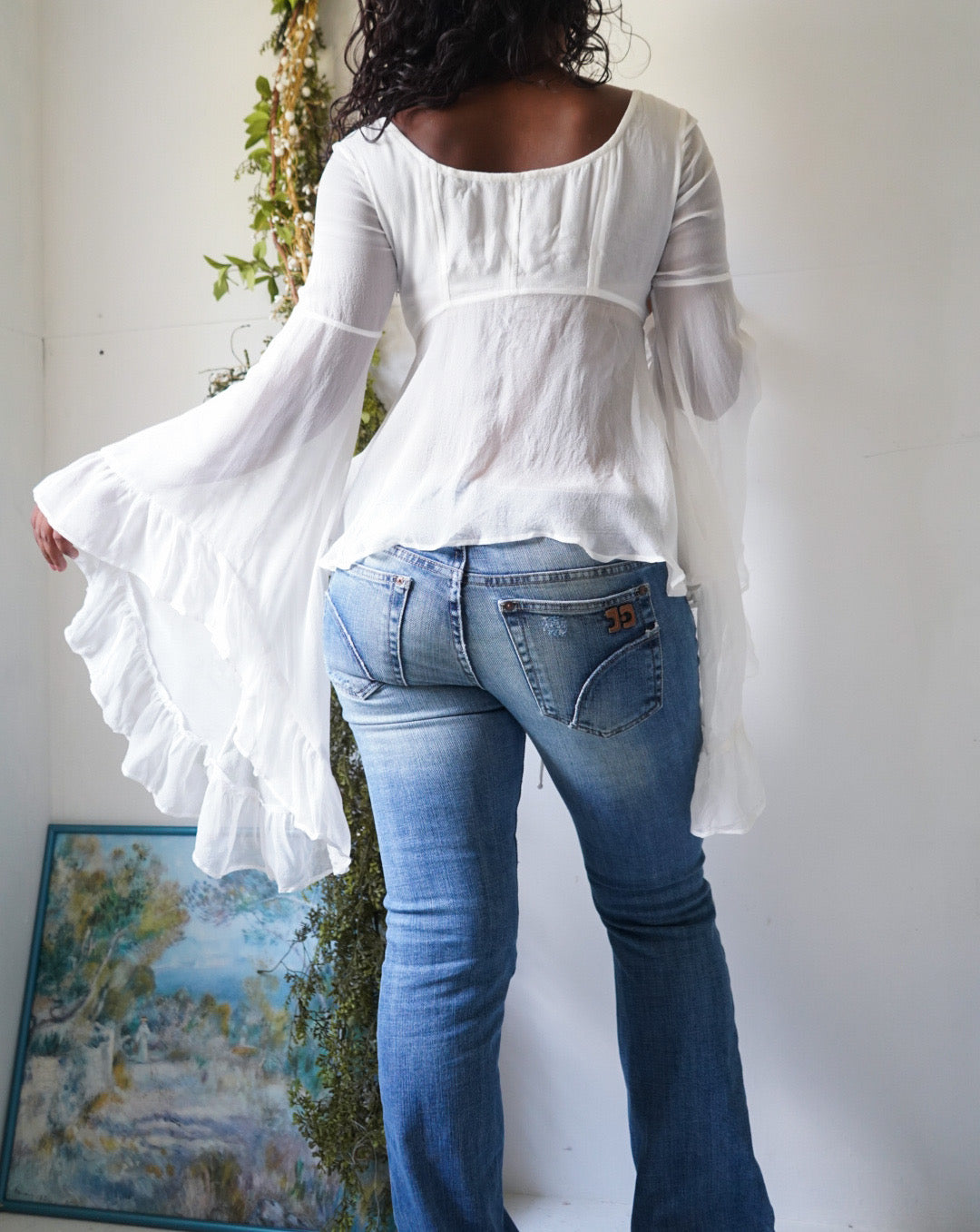 White Chiffon Angel Sleeve Top (Made to Order)