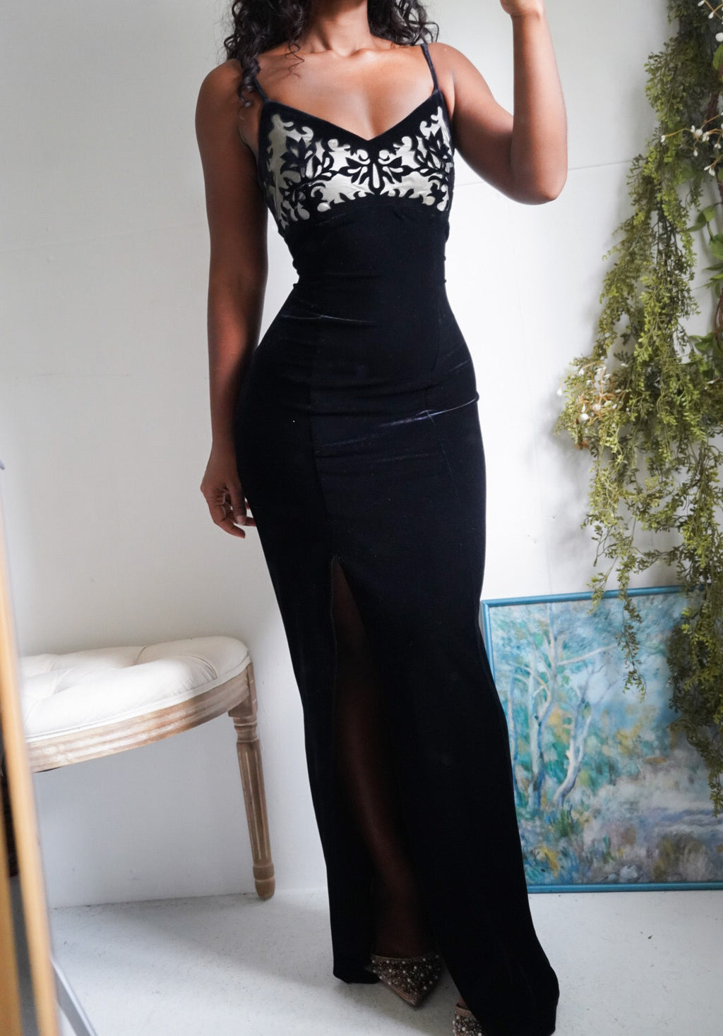 Y2K Black Velvet Gown