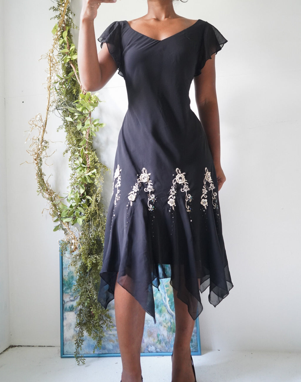 Y2K Embroidered Detail Fairy Hem Dress