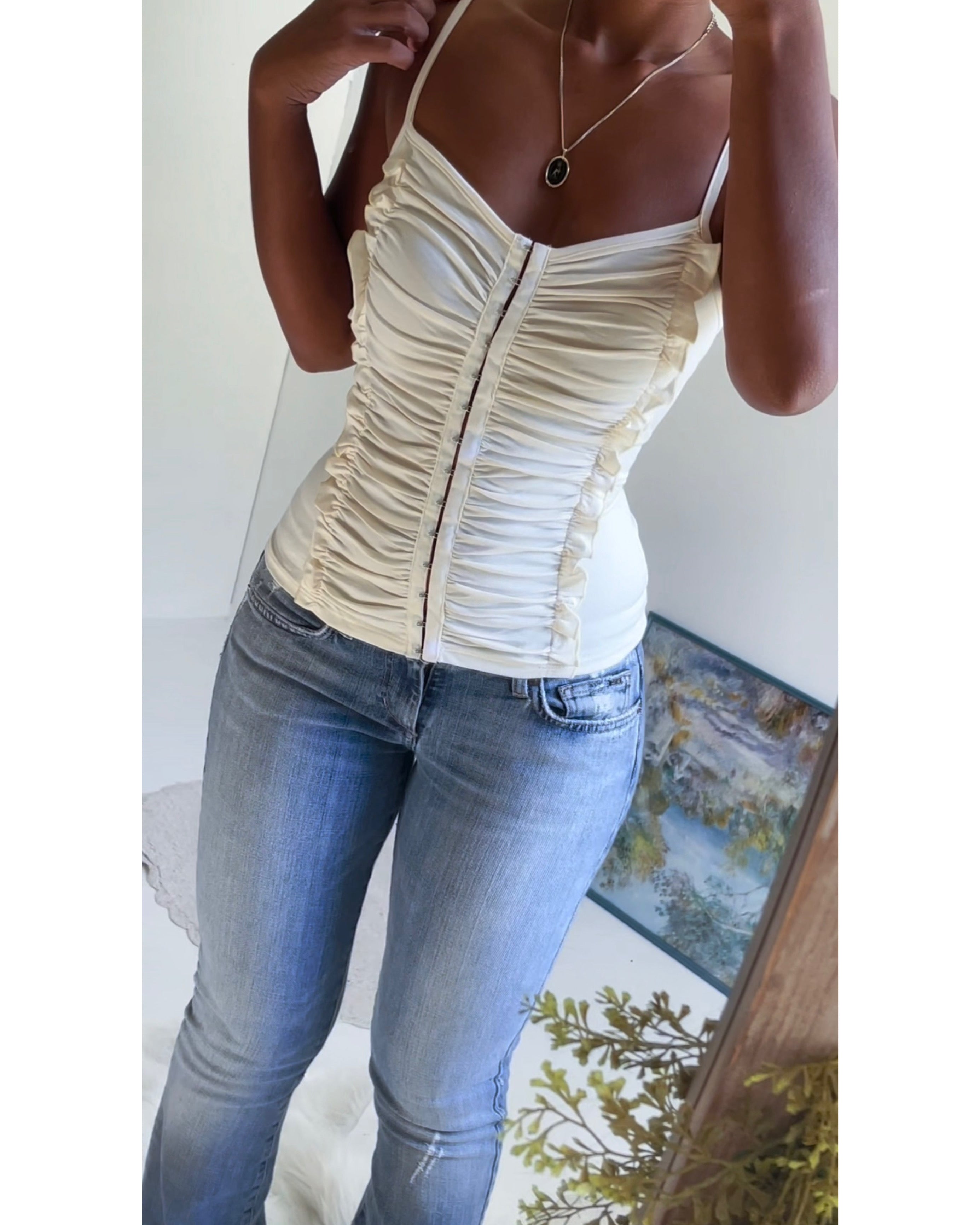 Ivory Ruched Bustier Cami