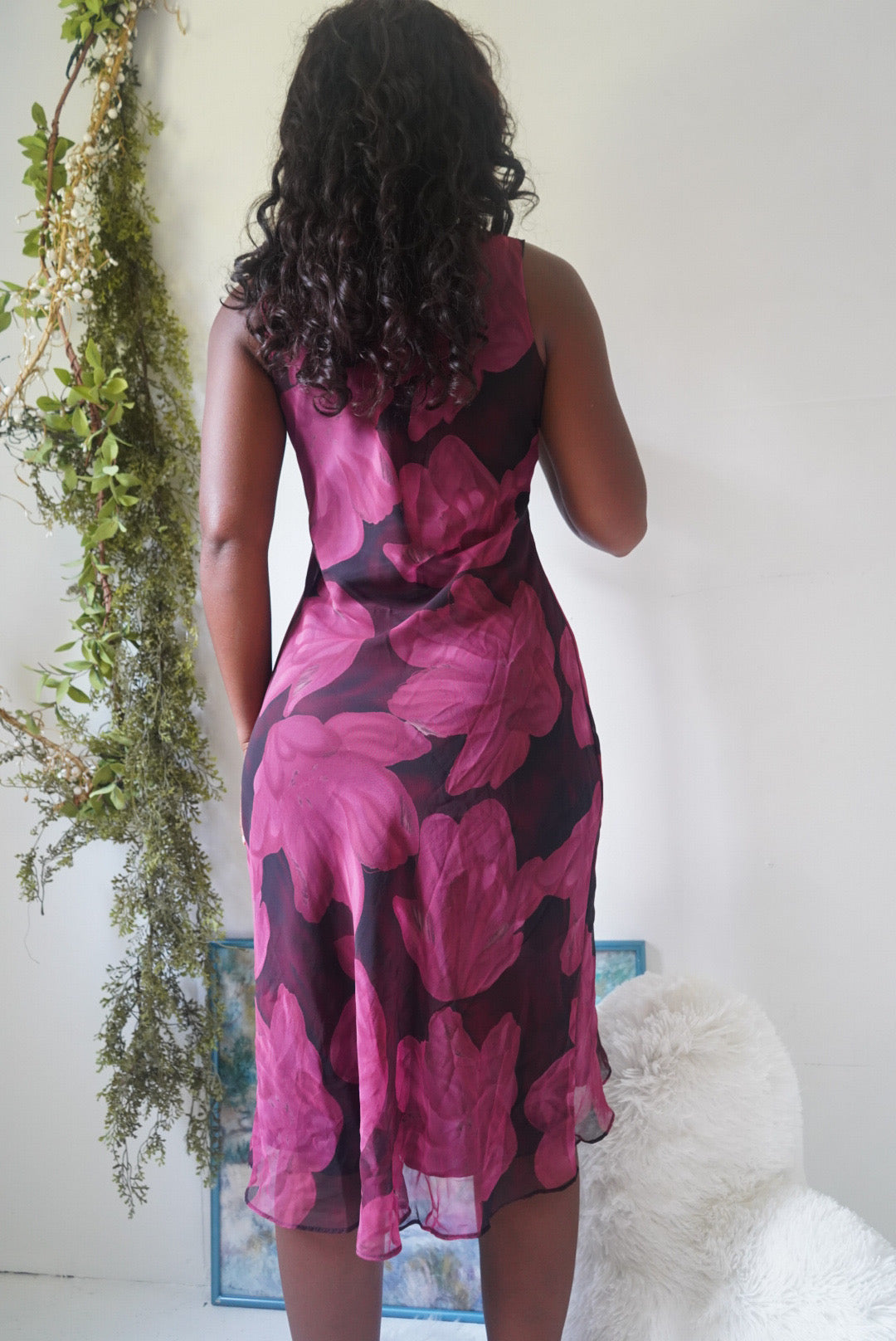 Y2K Purple and Wine Floral Slip Dress