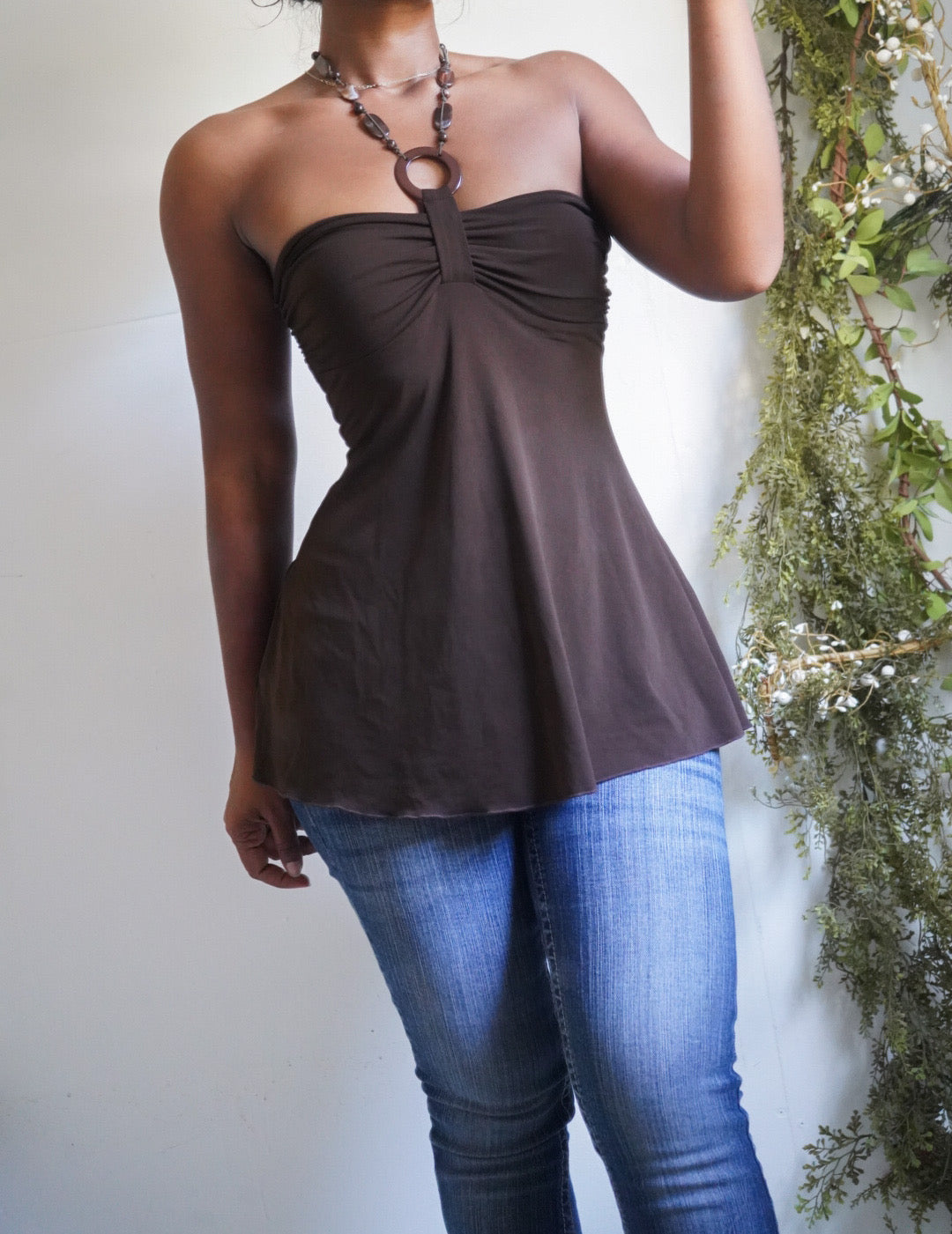 Y2K Strapless Halter Necklace Top