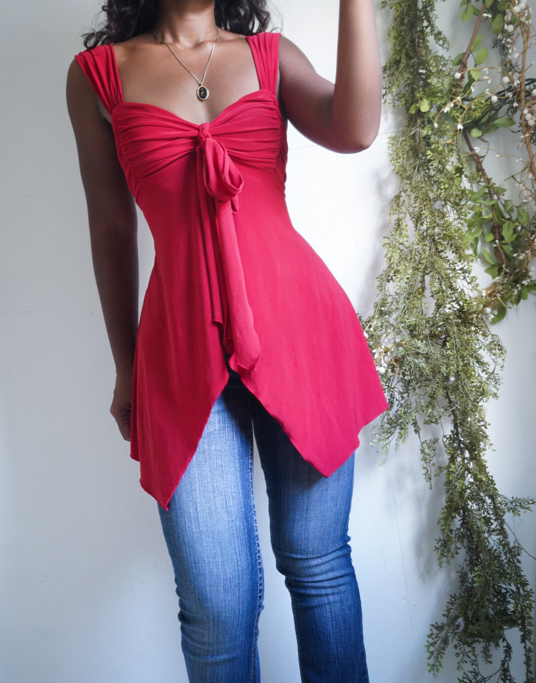 Y2K Bright Red Sweetheart Fairy Top