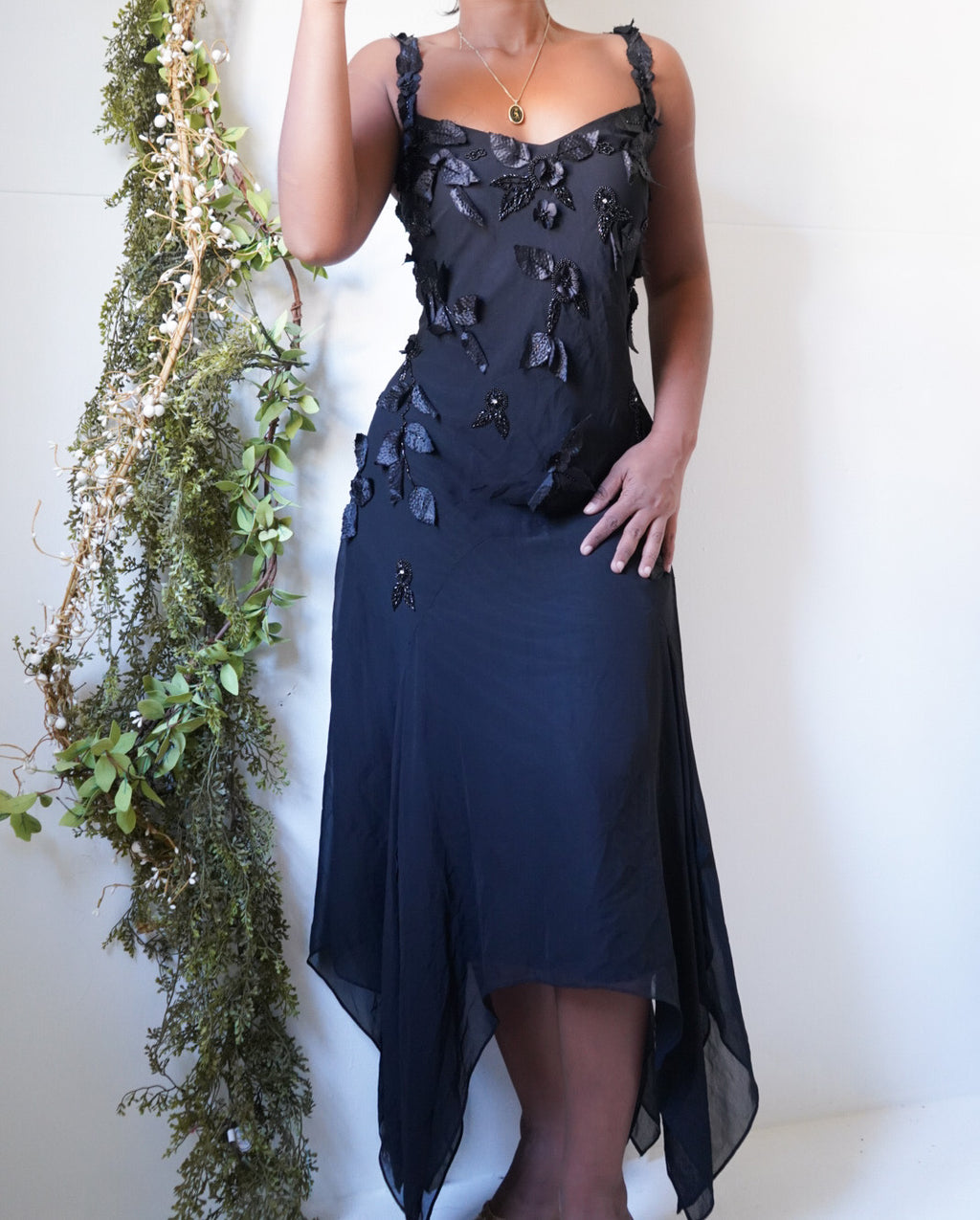 Dark Fairy Floral Midi Dress