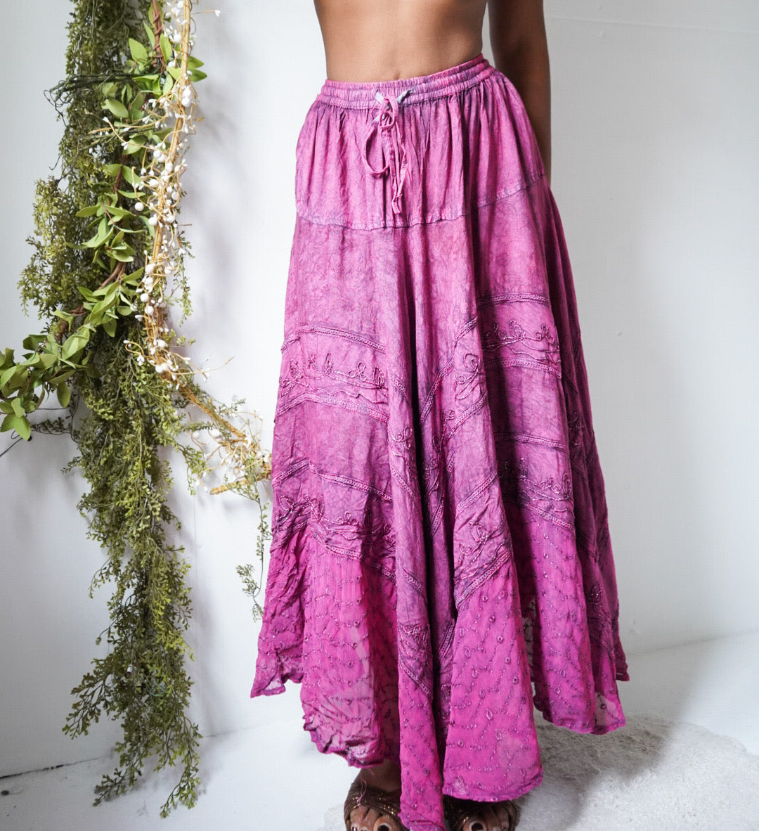 Y2K Berry Boho Skirt