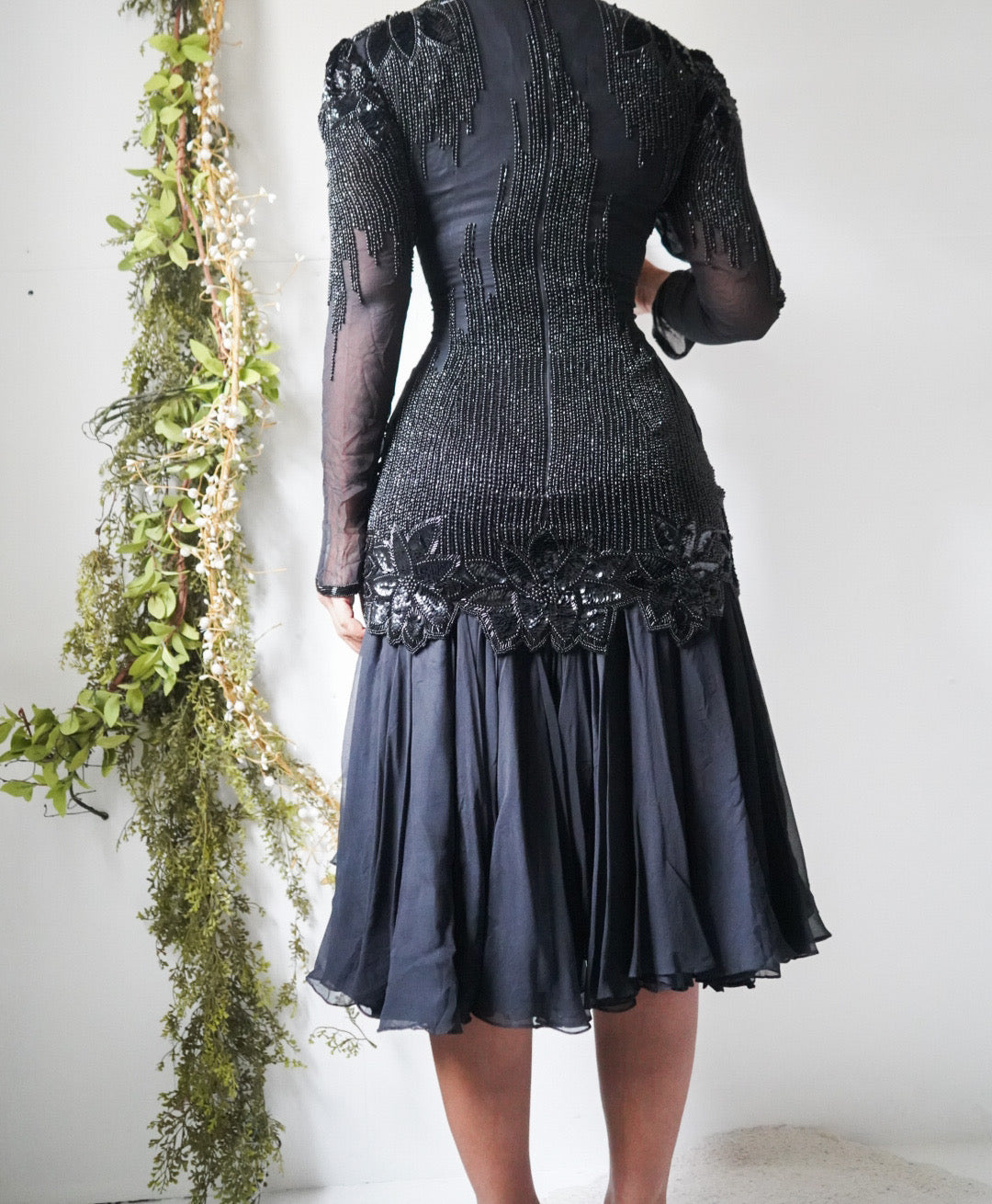 Vintage 80’s Fully Beaded Silk Dress