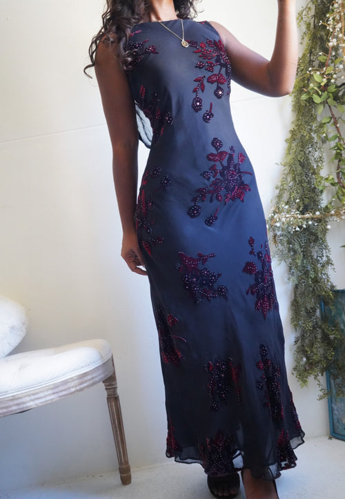 Y2K Burnout Velvet Floral Cowl Back Dress