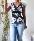 Y2K Monochrome Lace Tie Back Top
