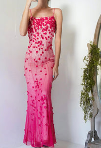 Rare vintage silk beaded lace up gown.