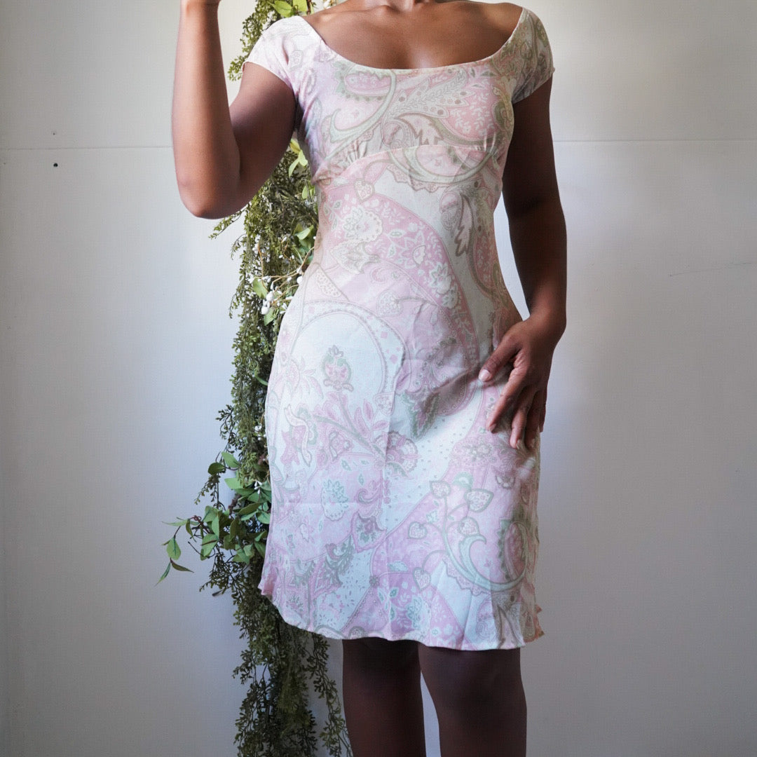 Y2K Pastel Paisley Mini Dress