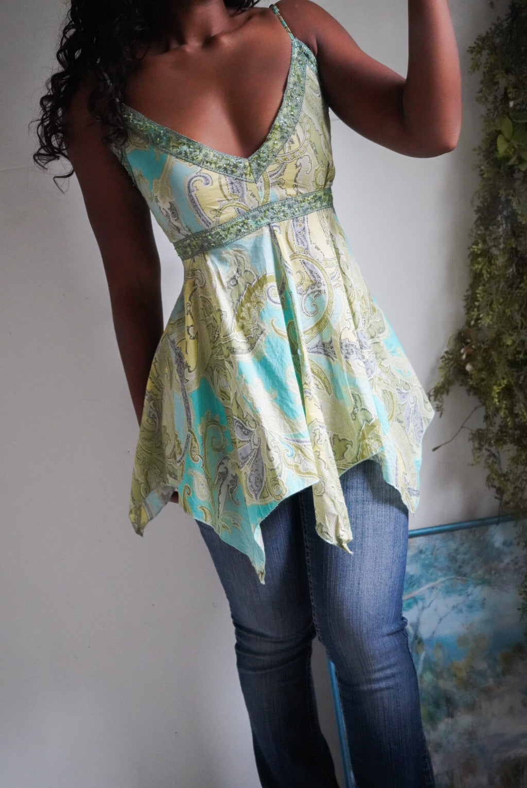 Rare Y2K Paisley Fairy Babydoll Top