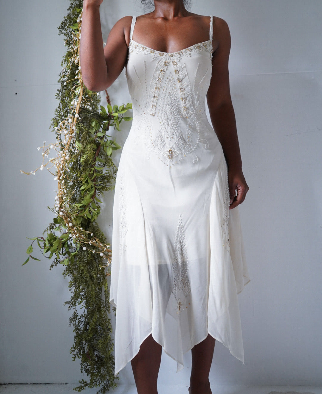 Y2K Cream Beaded Fairy Dress