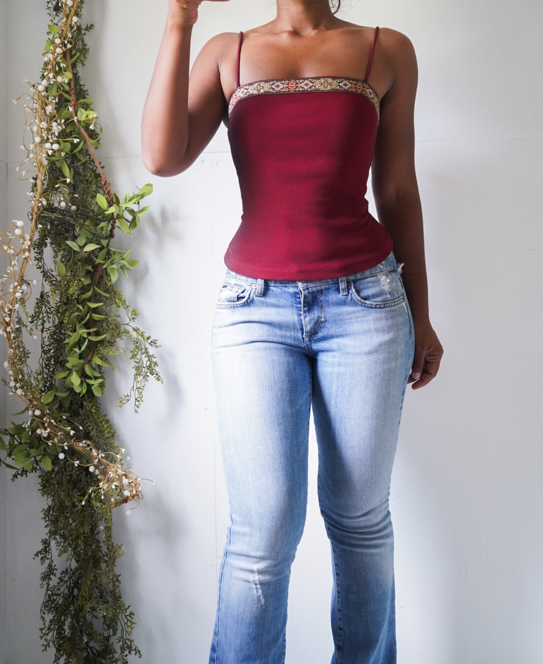 Y2K Iridescent Crimson Cami