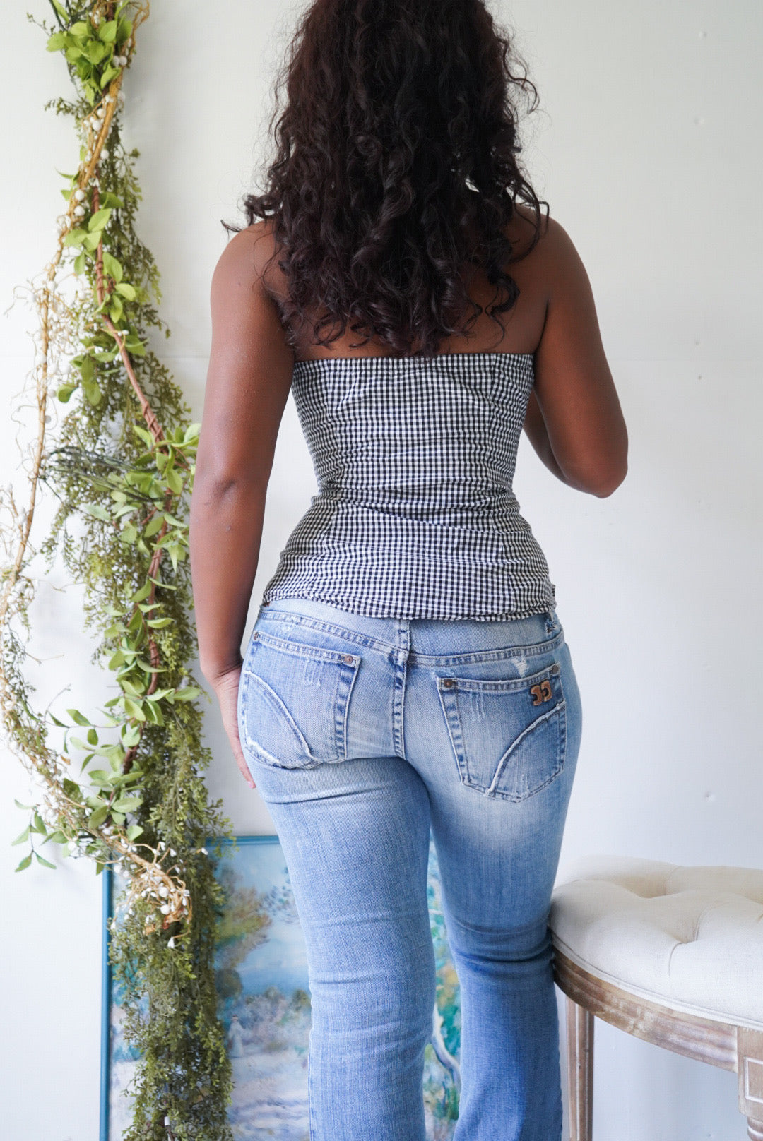 Y2K Gingham Halter Button Down Top