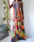 Y2K Boho Halter Scarf Dress