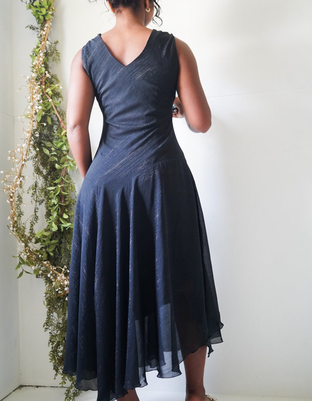 Y2K Fairy Hem Crossover Neck Midi Dress