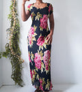 Vintage 90’s Floral Black Maxi Dress