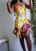 Yellow Butterfly Garden Reworked Handmade Fairy Mini Dress