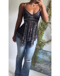 Rare Y2K Fully Beaded Tulle Black Fairy Top