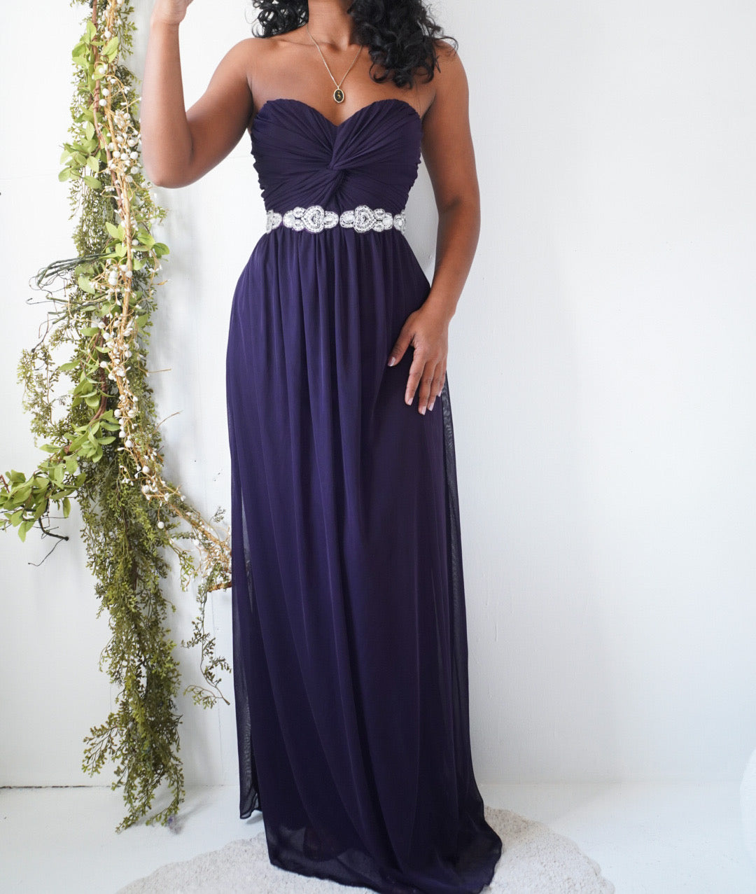 Y2K Strapless Eggplant Gown