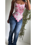 Rare Y2K Pastel Pink Butterfly Hem Top