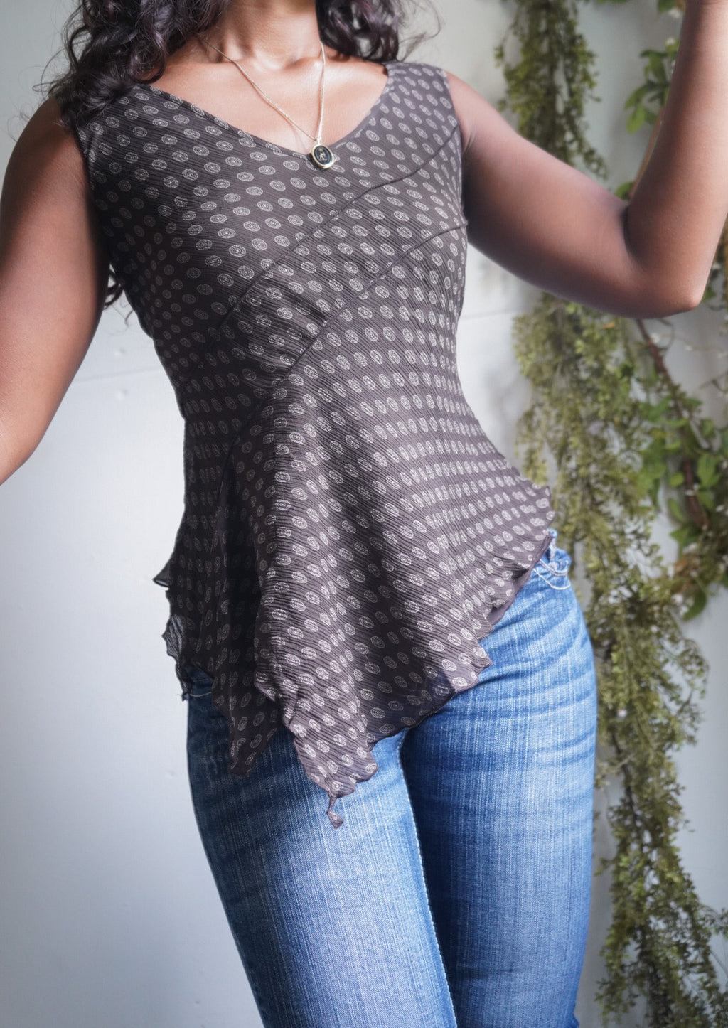 Y2K Silk Asymmetric Hem Top