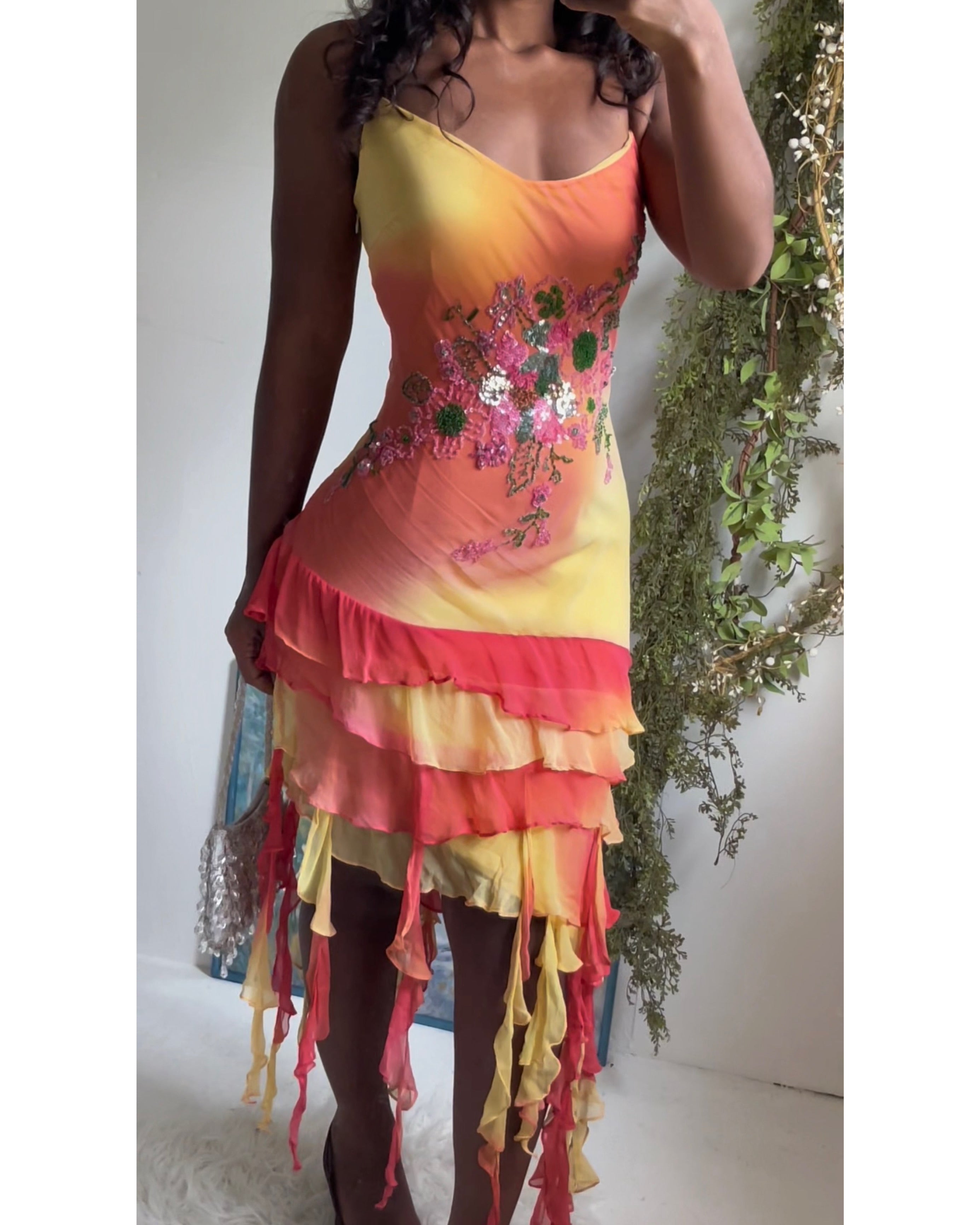 Rare Y2K Sunset Silk Fairy Dress