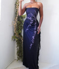 Y2K Purple and Black Layered Strapless Gown