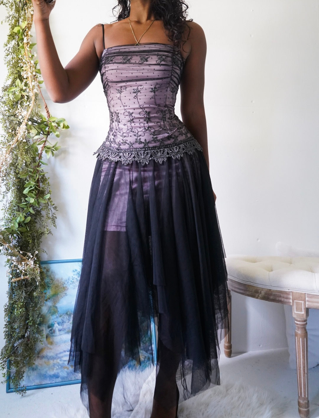 Y2K Layered Tulle Whimsigoth Dress