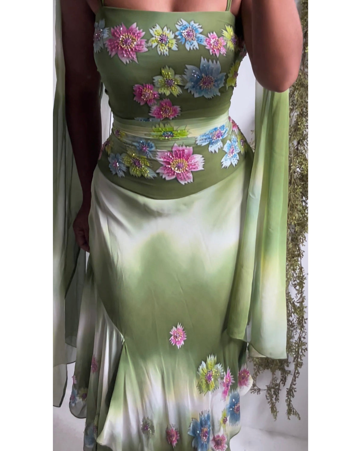 Rare Vintage Forest Fairy Silk 3 Piece Skirt
