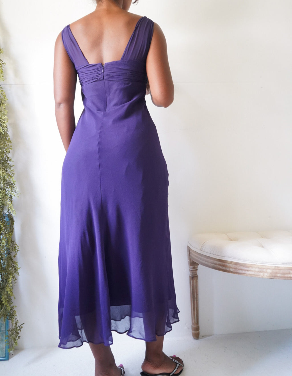 Y2K Silk Purple Evening Dress