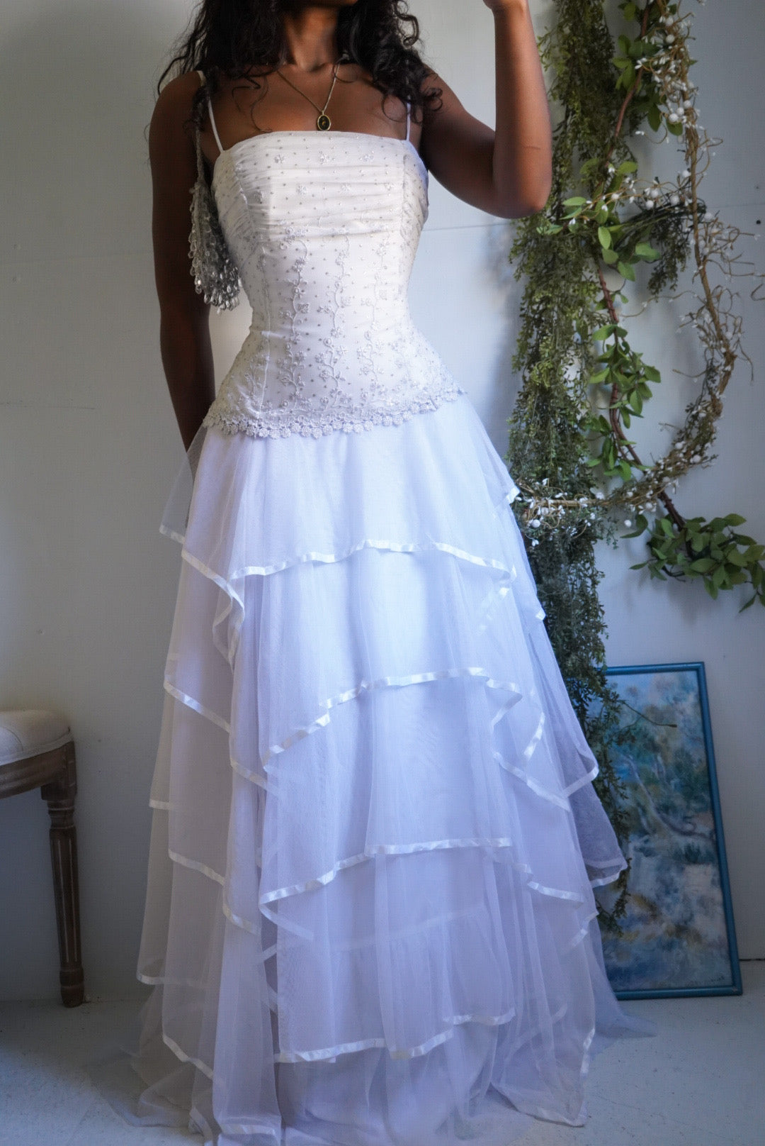 Rare Y2K White Tiered Skirt Fairy Gown