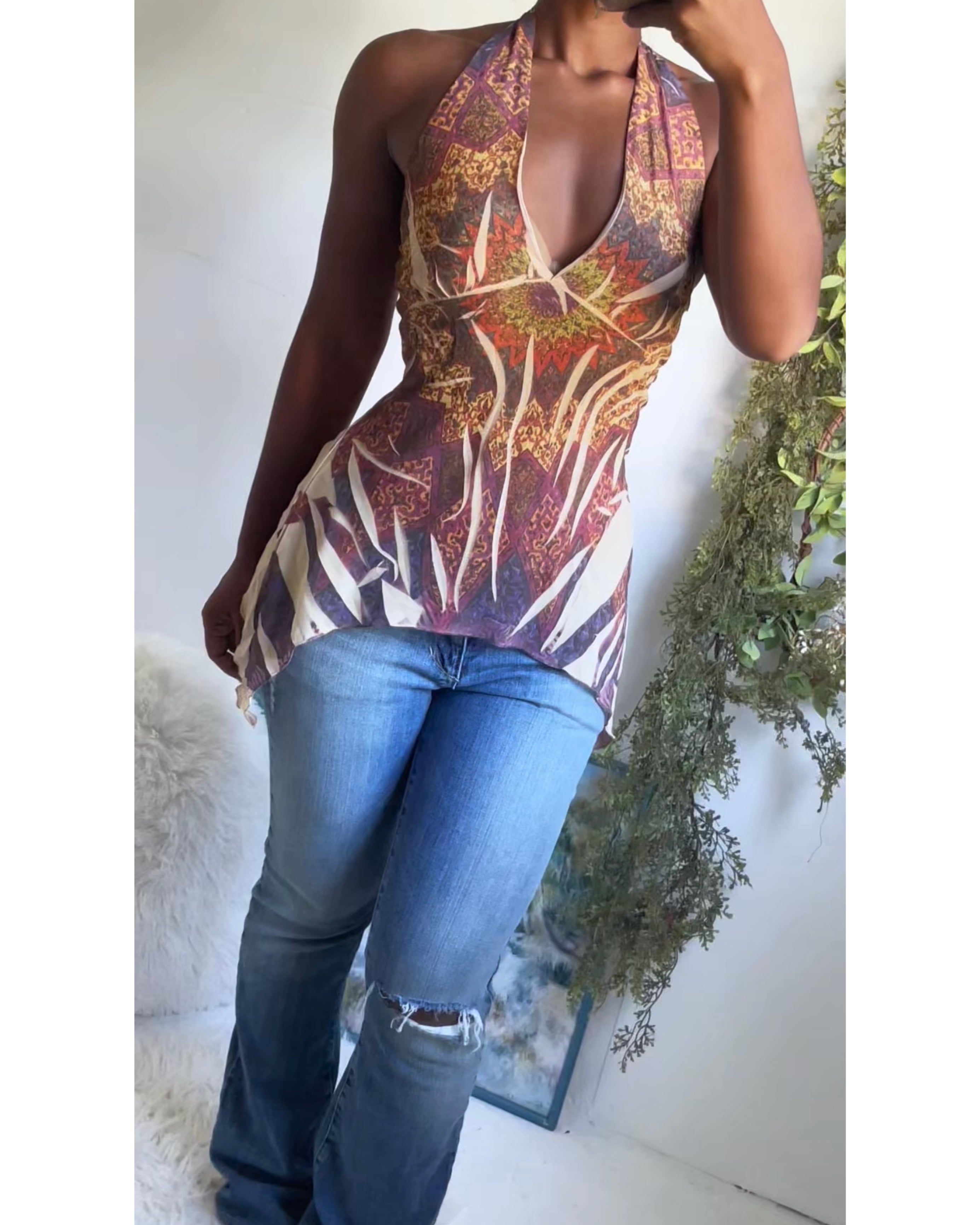 Y2K Boho Halter Fairy Top