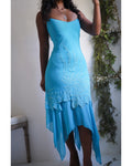 Y2K Turquoise Embellished Fairy Hem Dress