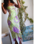 Rare Vintage Y2K Silk Beaded Animal and Floral Print Fairy Dress