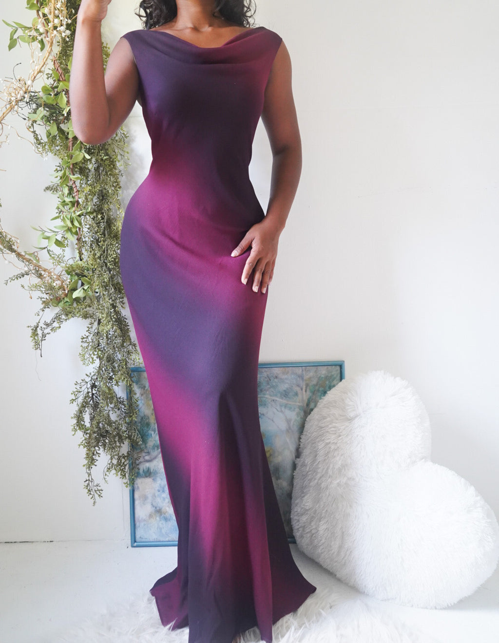 Y2K Purple and Black Gradient Gown