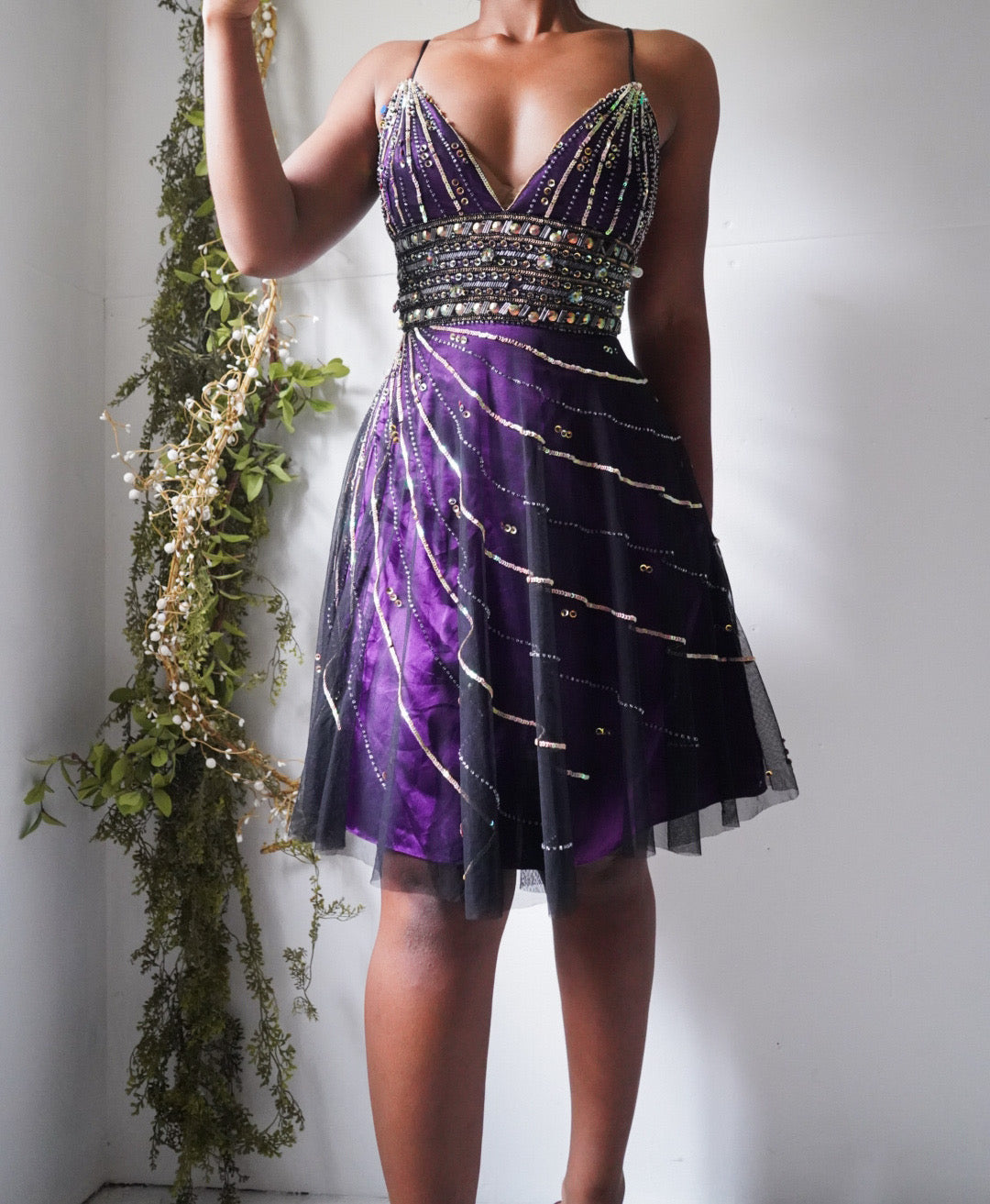 y2k beaded dress Vintage Y2K Beaded Embellished Mesh Gatsby Gothic Whimsy Prom Evening Occasion Maxi Long Dress, Size M