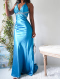 Y2K Teal Satin Mermaid Gown