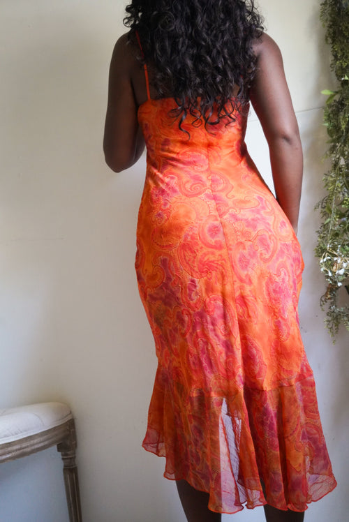 Y2K Sunset Paisley Slip Dress