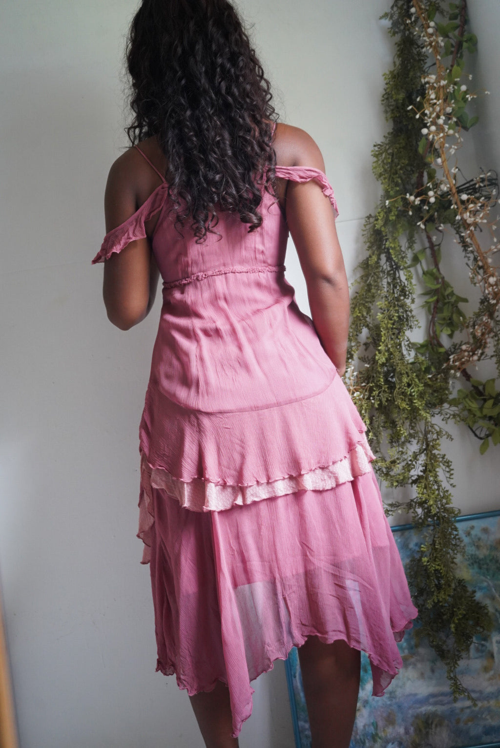 Y2K Dusty Rose Pink Silk Fairy Dress