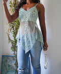 Handmade Pale Sage Green Beaded Fairy Top