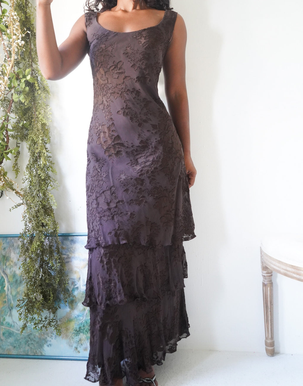 Y2K Chocolate Silk Devore Dress