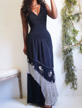 Y2K Lace and Floral Patchwork Hem Maxi Skirt