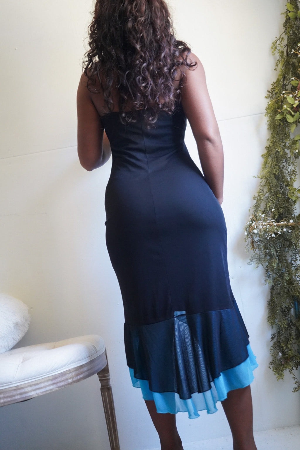 Y2K Little Black Dress with High Low Hem