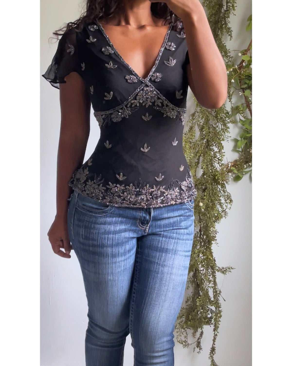 Y2K Beaded Silk Fairy Top