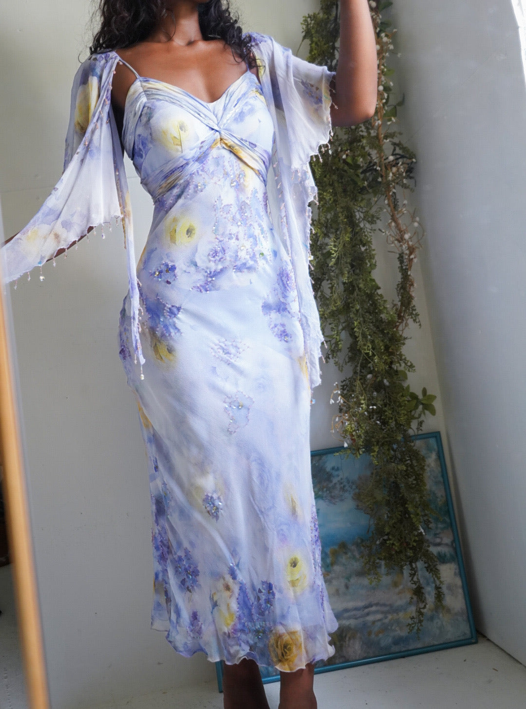 Rare Y2K Lavender Silk Devore Fairy Gown