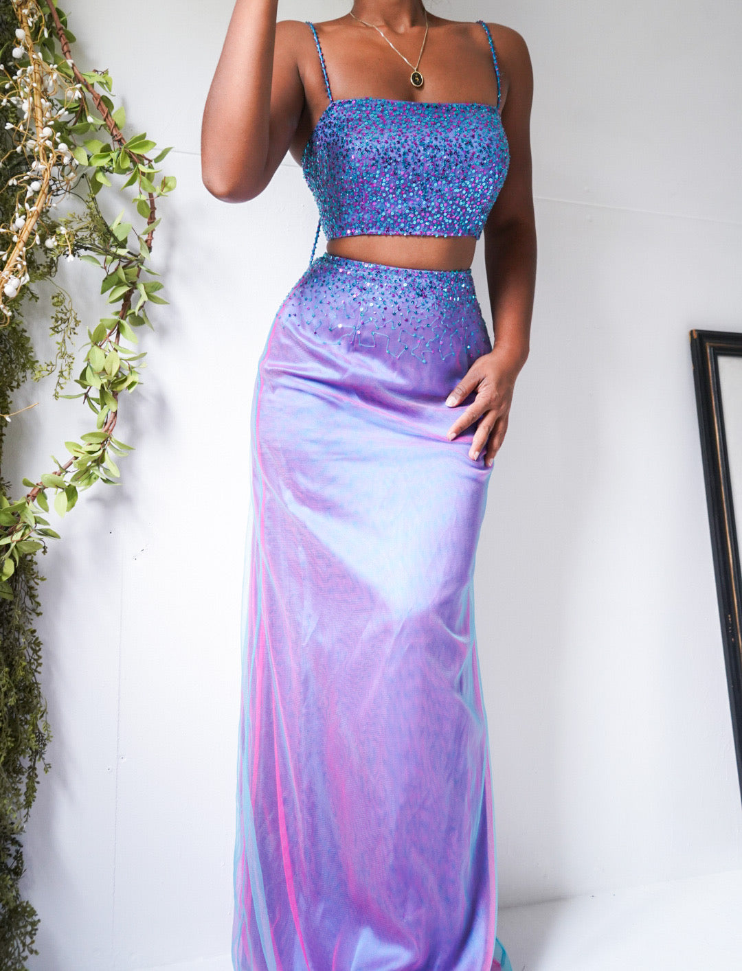 Vintage Y2K Purple Layered Iridescent 2 Piece Set