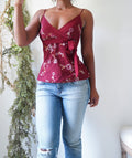 Y2K Red Embroidered Tie Back Cami