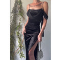 Made to Order Black Velvet Draped Gown